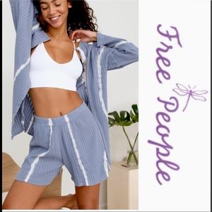 💙 Free People Little Dream Sleep Lounge Set Blue Tie Dye Sz Small/Medium New 💙